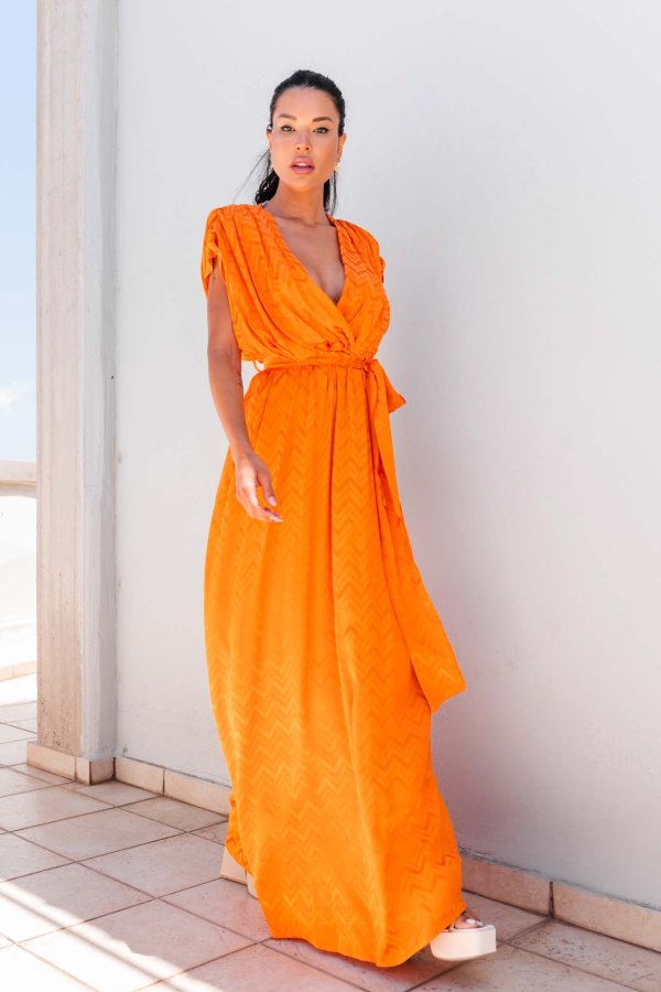 ΜΑΞΙ ΦΟΡΕΜΑΤΑ Lacerta φόρεμα πορτοκαλί