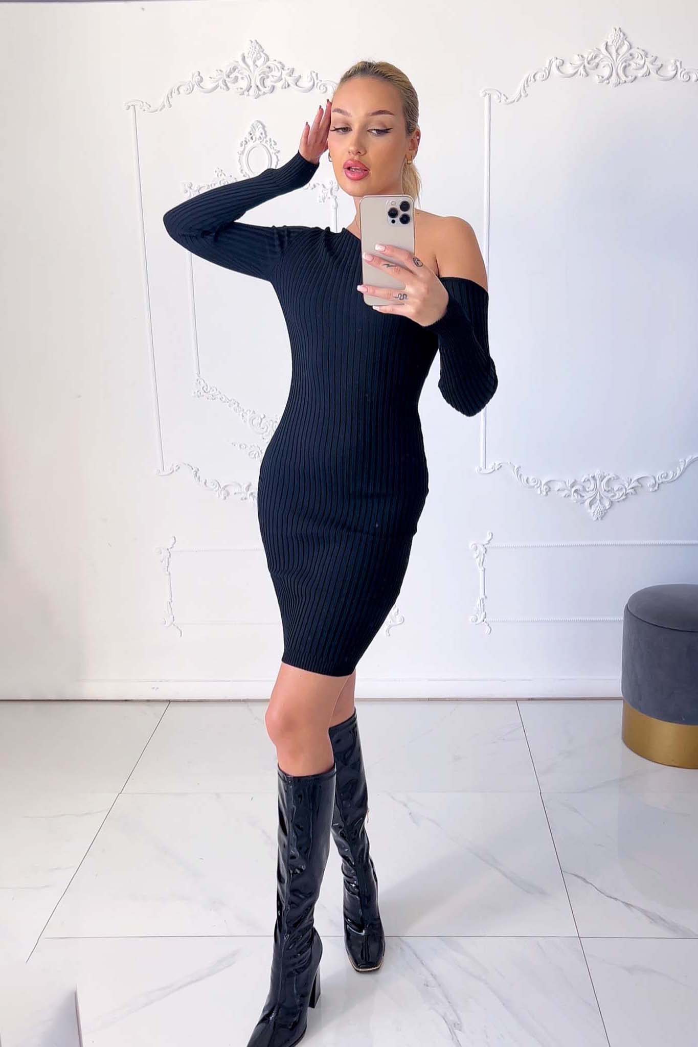 ΠΛΕΚΤΑ Agafia φορεμα μαύρο