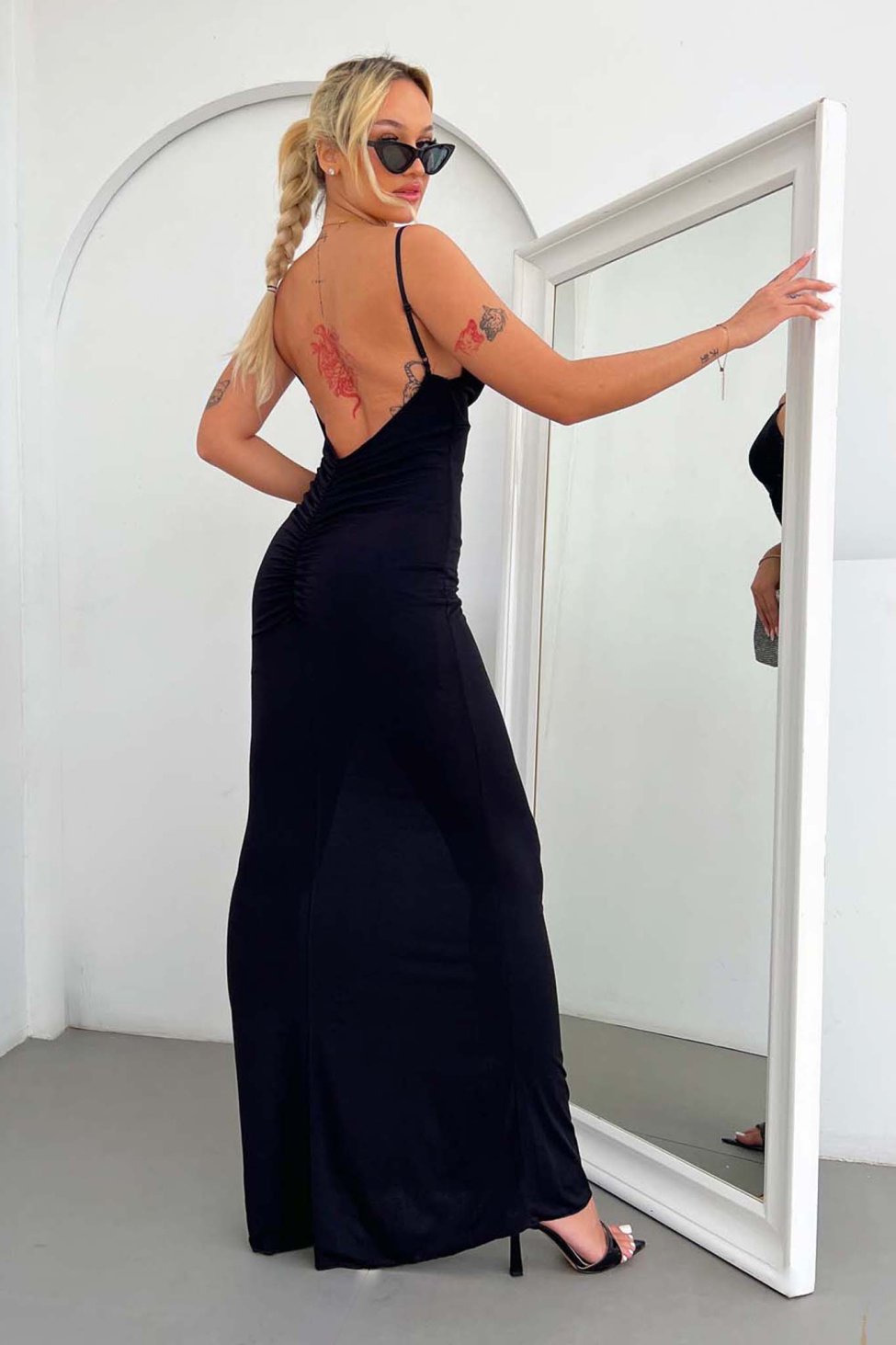 Fabio μακρύ εξώπλατο φόρεμα μαύρο