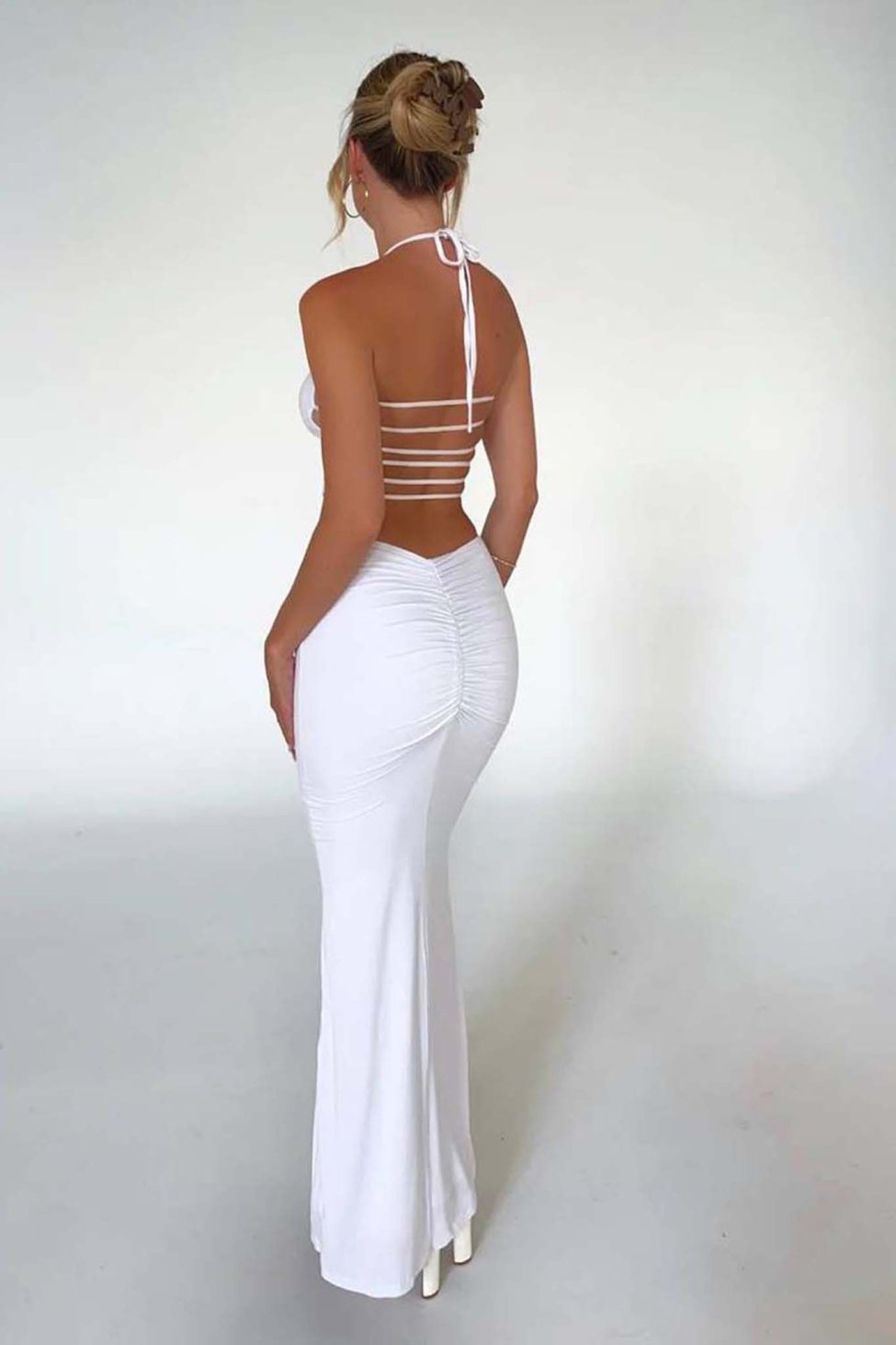 Live Chic μακρύ φόρεμα cut out λευκό