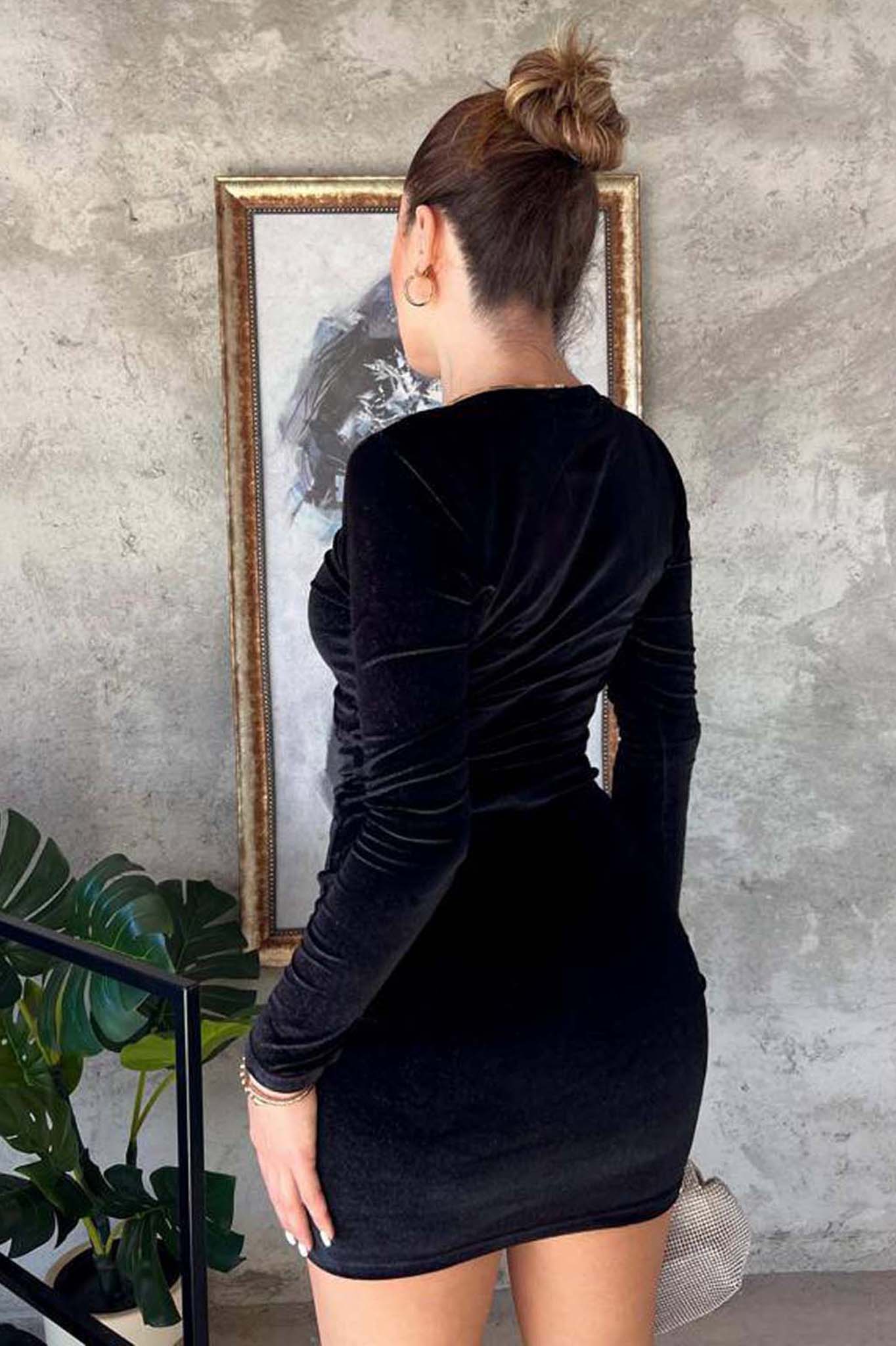 ΒΡΑΔΙΝΑ ΦΟΡΕΜΑΤΑ Fabian μίνι φόρεμα βελούδινο cut out μαύρο