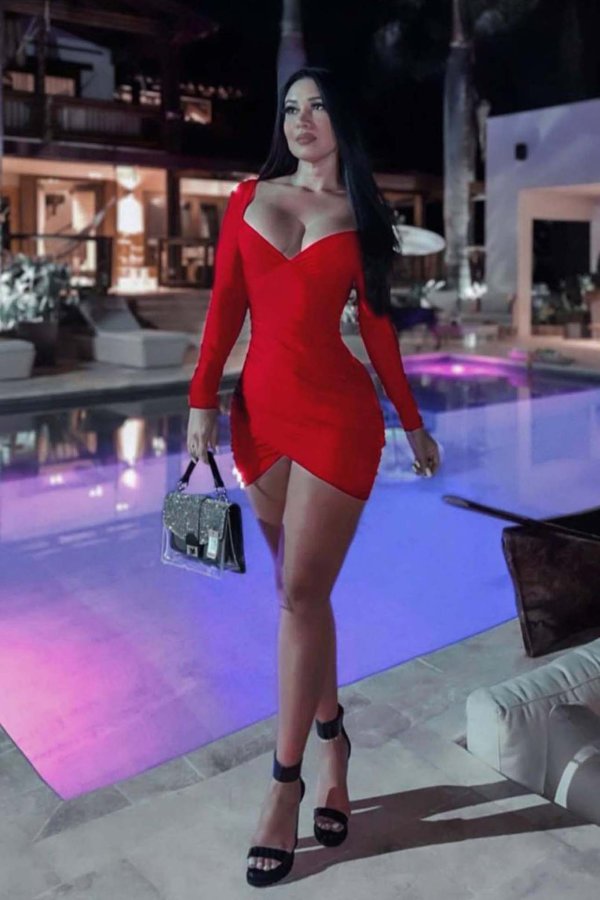 ΒΡΑΔΙΝΑ ΦΟΡΕΜΑΤΑ Ksenia μίνι εξώπλατο φόρεμα κόκκινο