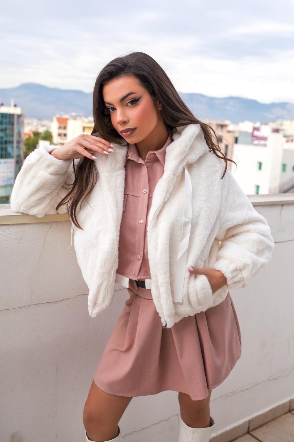 Joanna jacket από οικολογική γούνα off white