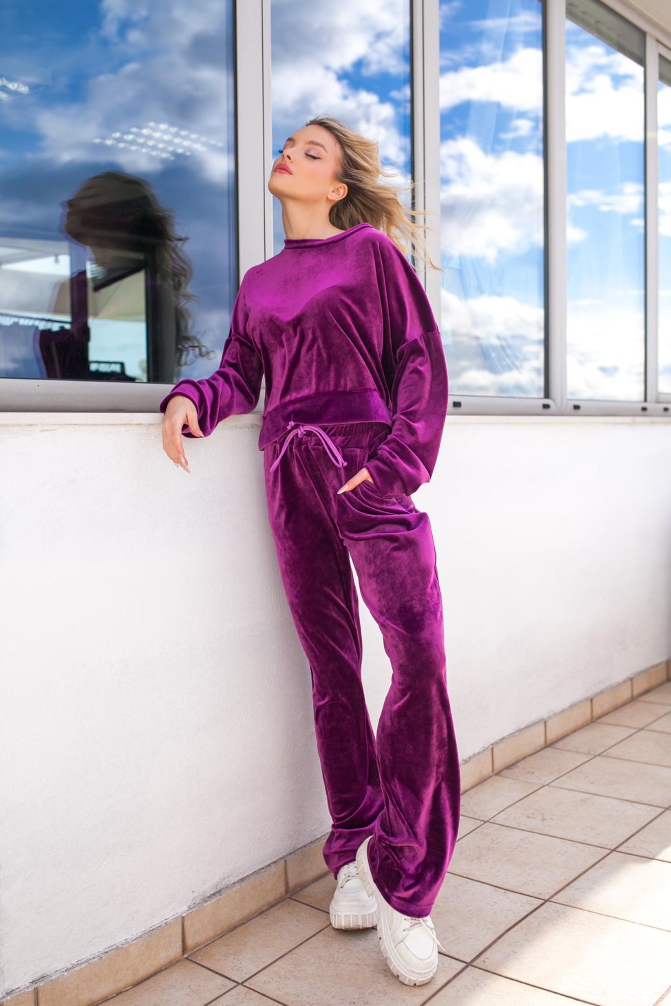 Jourdan βελούδινο παντελόνι magenta