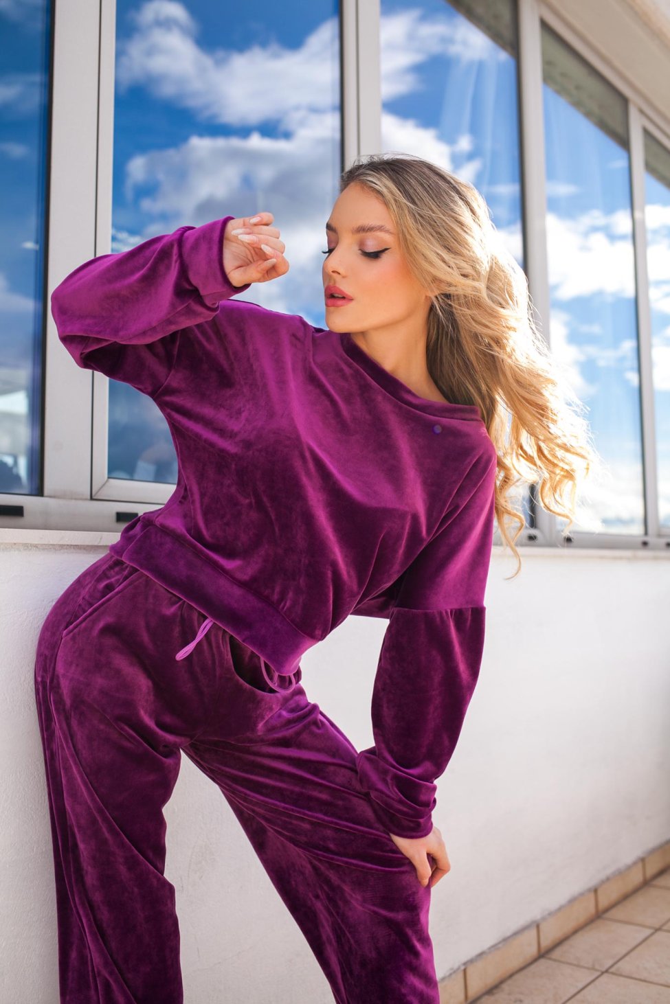 Jourdan βελούδινο παντελόνι magenta