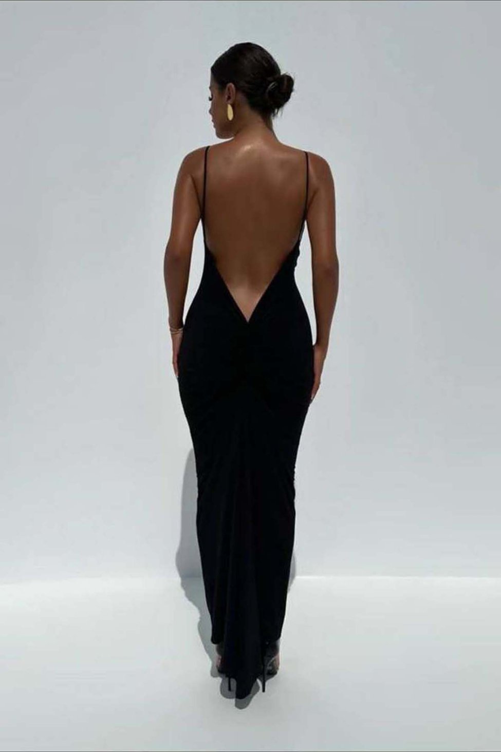 Amaia μακρύ εξώπλατο φόρεμα μαύρο
