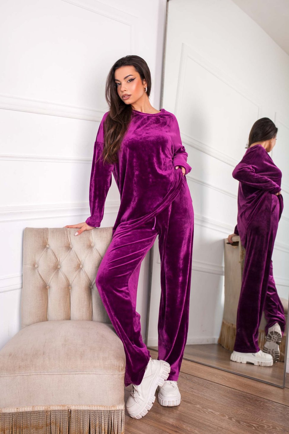 Jourdan βελούδινο παντελόνι magenta