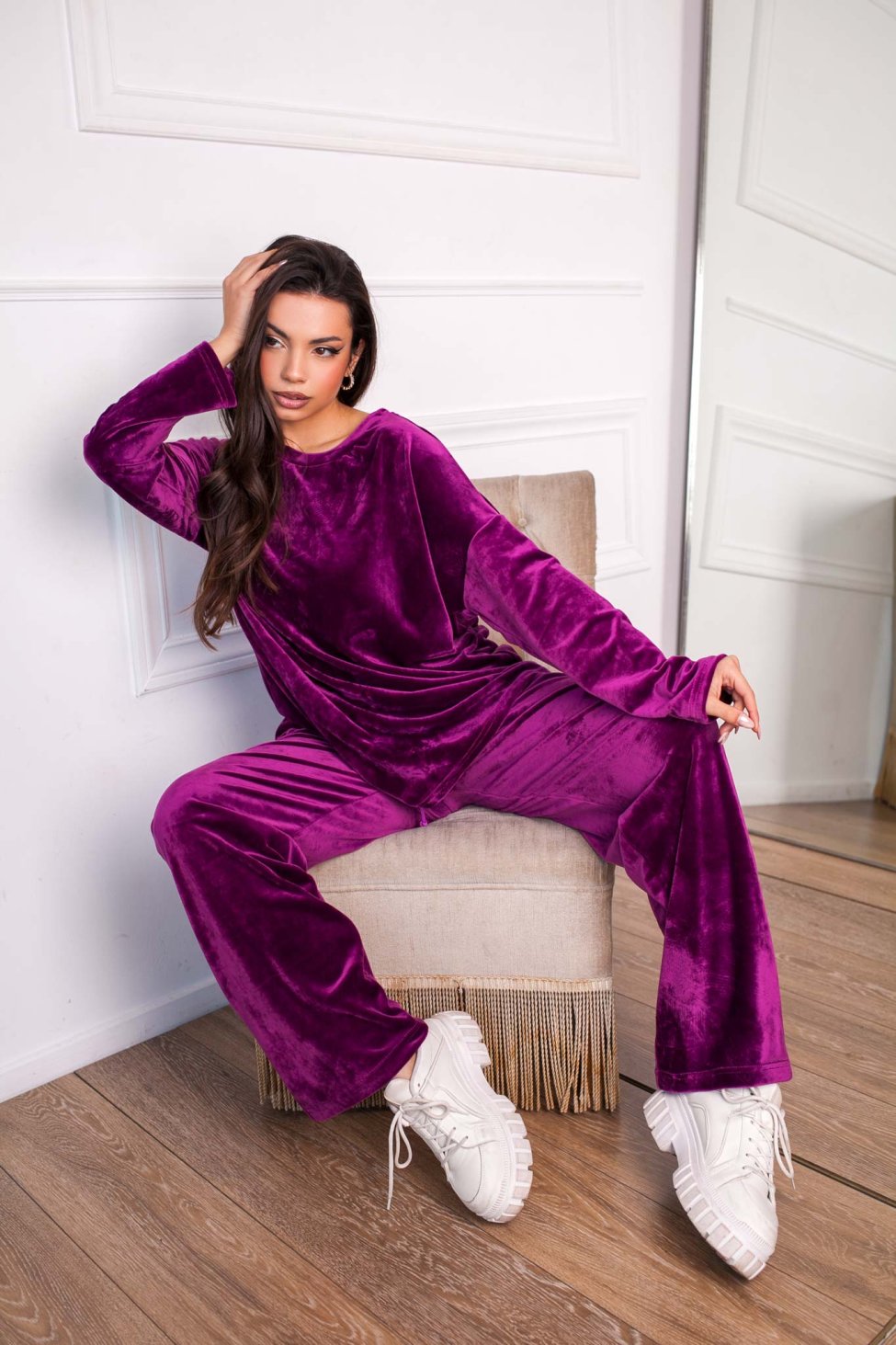 Jourdan βελούδινο παντελόνι magenta