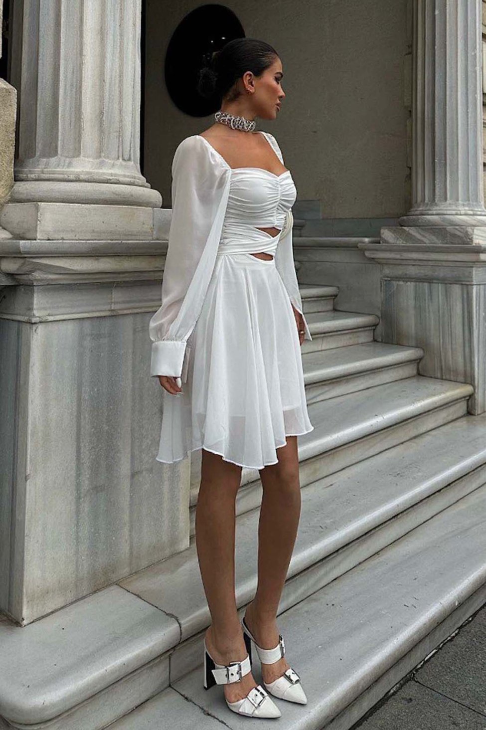 Miao μίνι φόρεμα κλος cut out λευκό