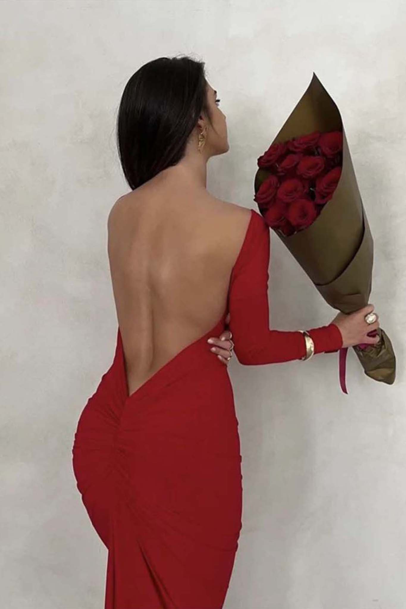 ΝΕΕΣ ΑΦΙΞΕΙΣ Mirabelle μάξι εξώπλατο φόρεμα κόκκινο