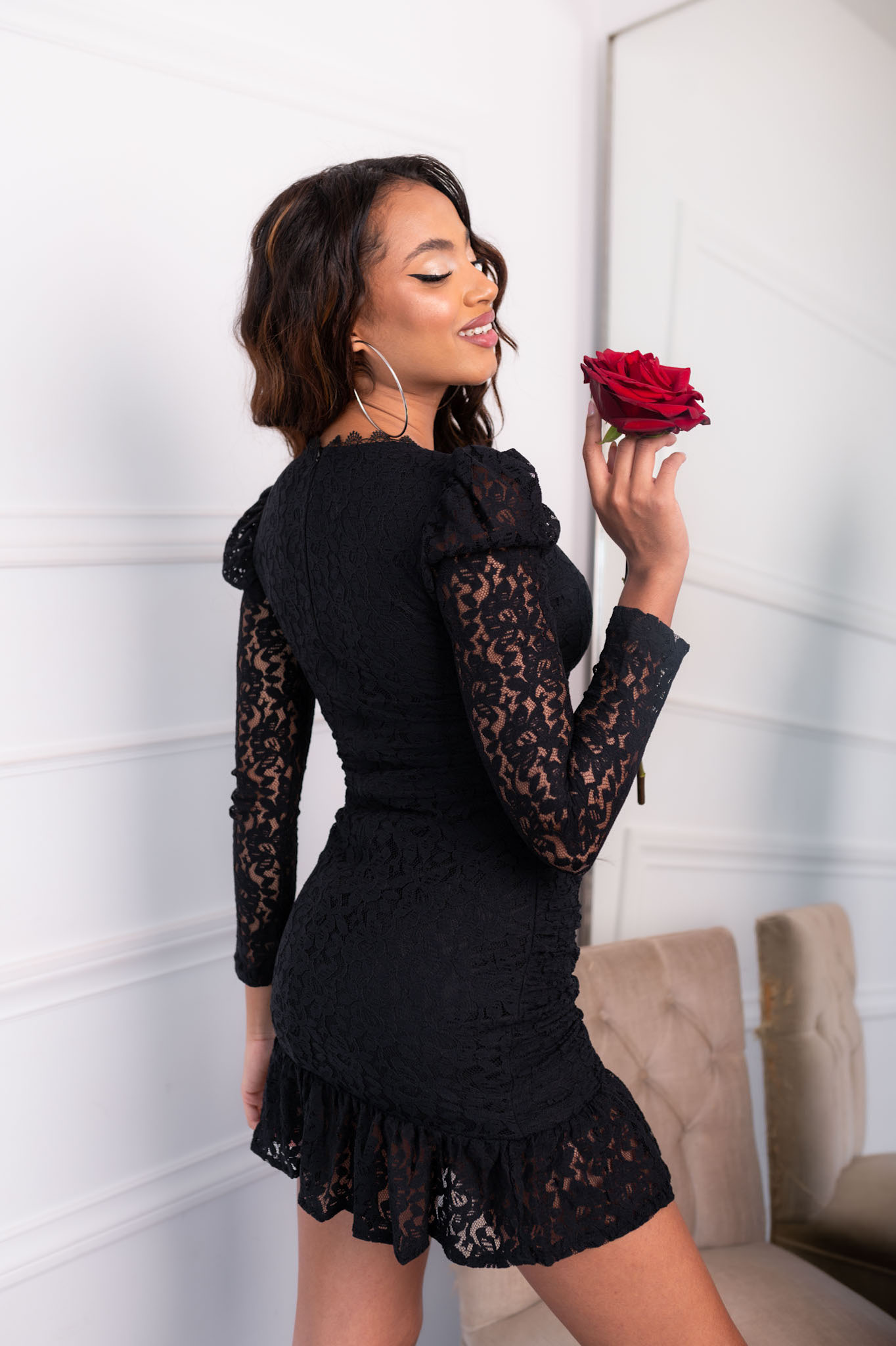 Valentine's Day Sergi μίνι φόρεμα με δαντέλα μαύρο