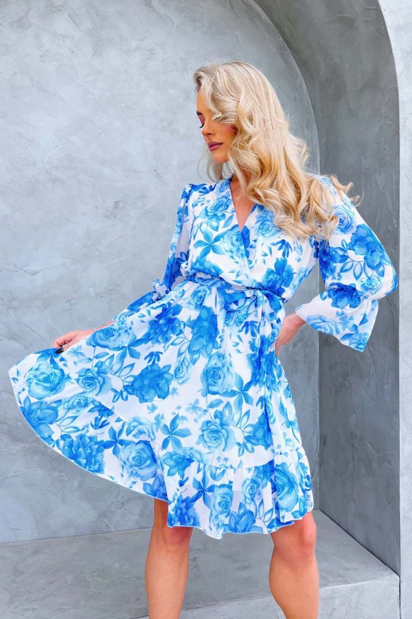 JOY OCCASION Barnes μίνι φόρεμα φλοράλ μπλε
