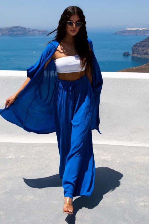 Martina σετ τουνικ-παντελόνα μπλε ραφ
