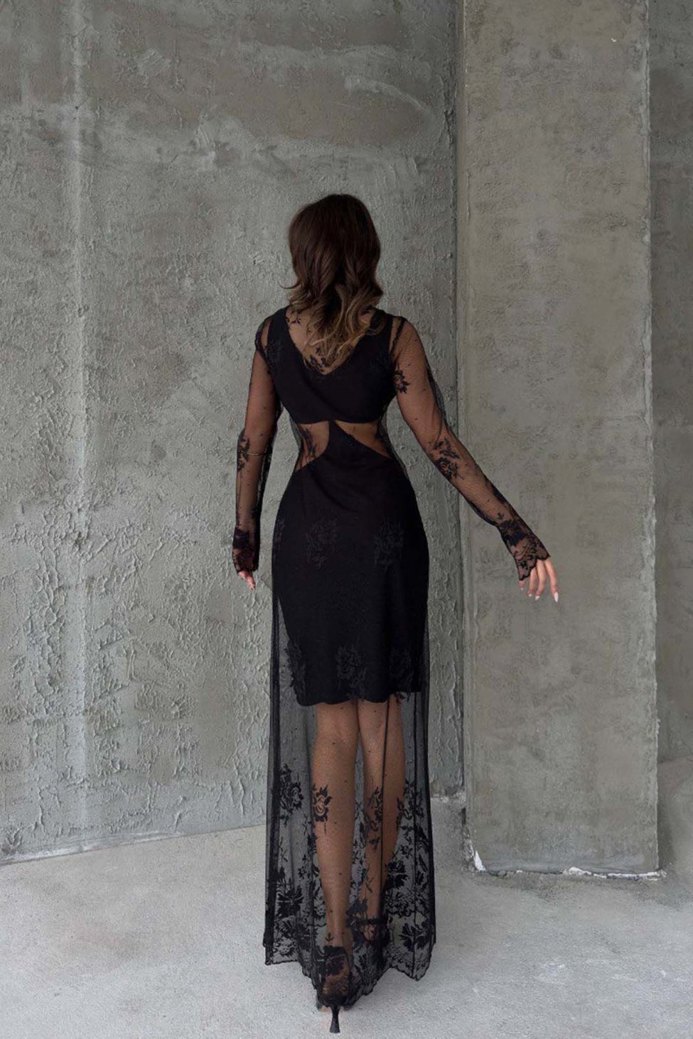 Rushmore μάξι φόρεμα διαφάνεια μαύρο