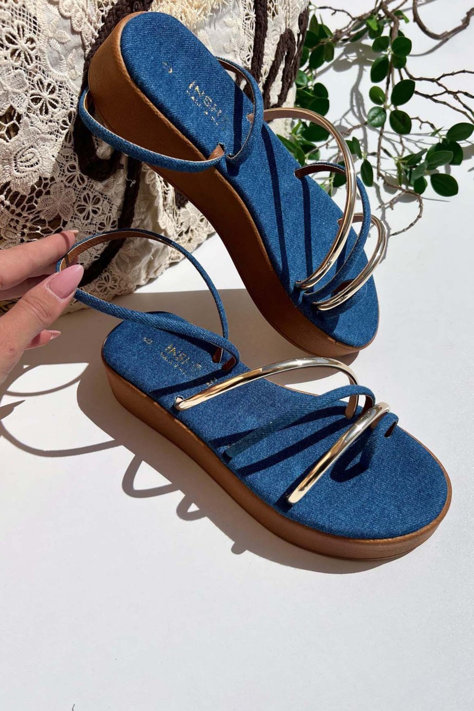Nalani flatforms από ΓΝΗΣΙΟ ΔΕΡΜΑ μπλε