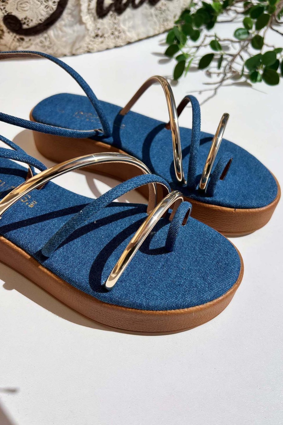 Nalani flatforms από ΓΝΗΣΙΟ ΔΕΡΜΑ μπλε