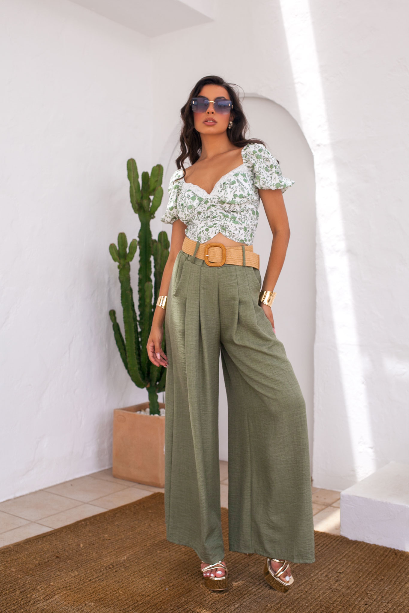 Ondina παντελόνσα με ζώνη λαδί Ondina παντελόνσα με ζώνη λαδί - Image 1