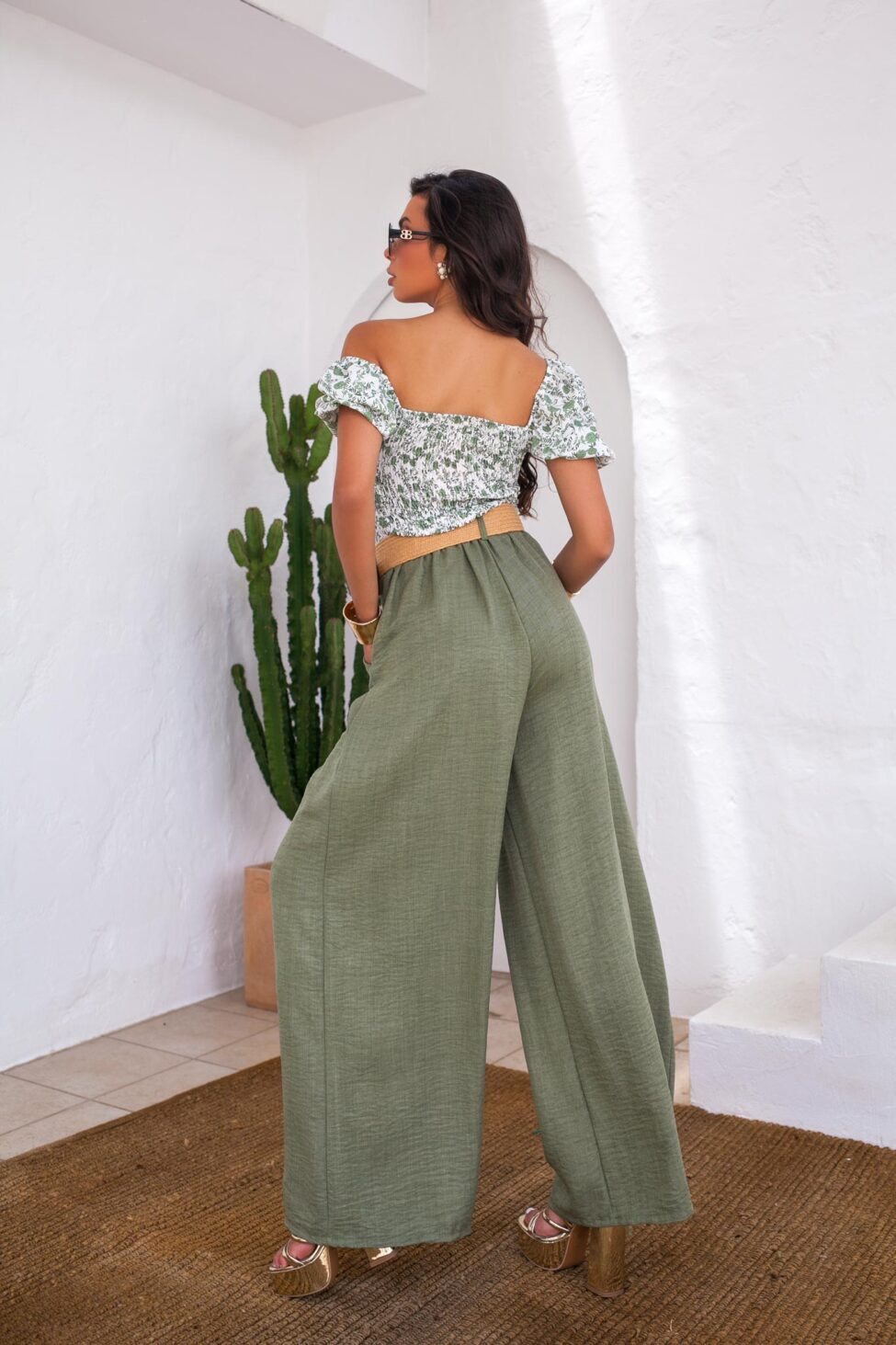 Ondina παντελόνσα με ζώνη λαδί - Image 3