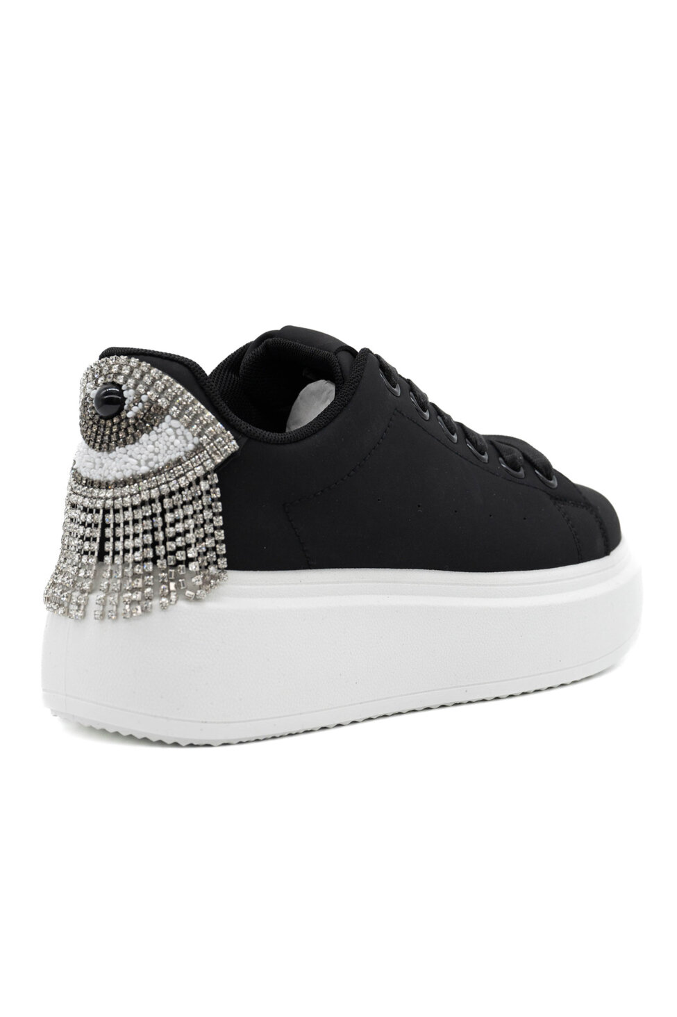 Adventure sneakers με στρας από οικολογικό δέρμα μαύρο