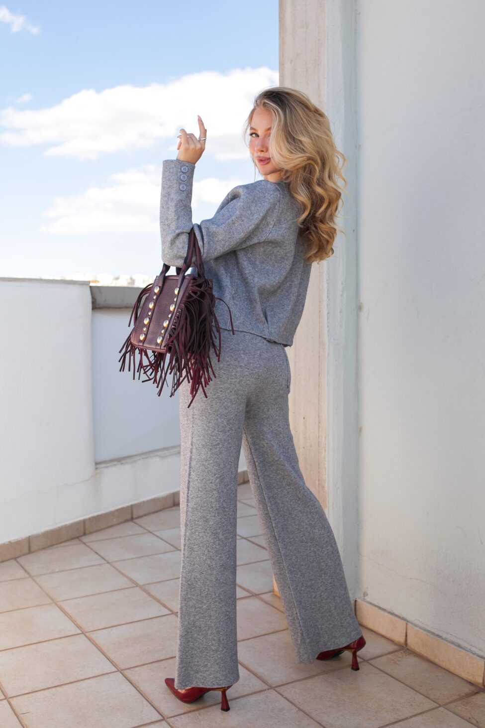 Citizen παντελόνι πλεκτό γκρι - Image 2