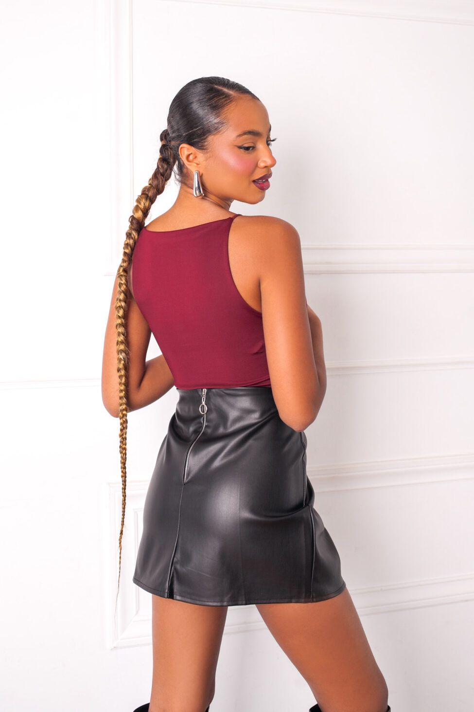 Deck crop top ελαστικό μπορντό - Image 3