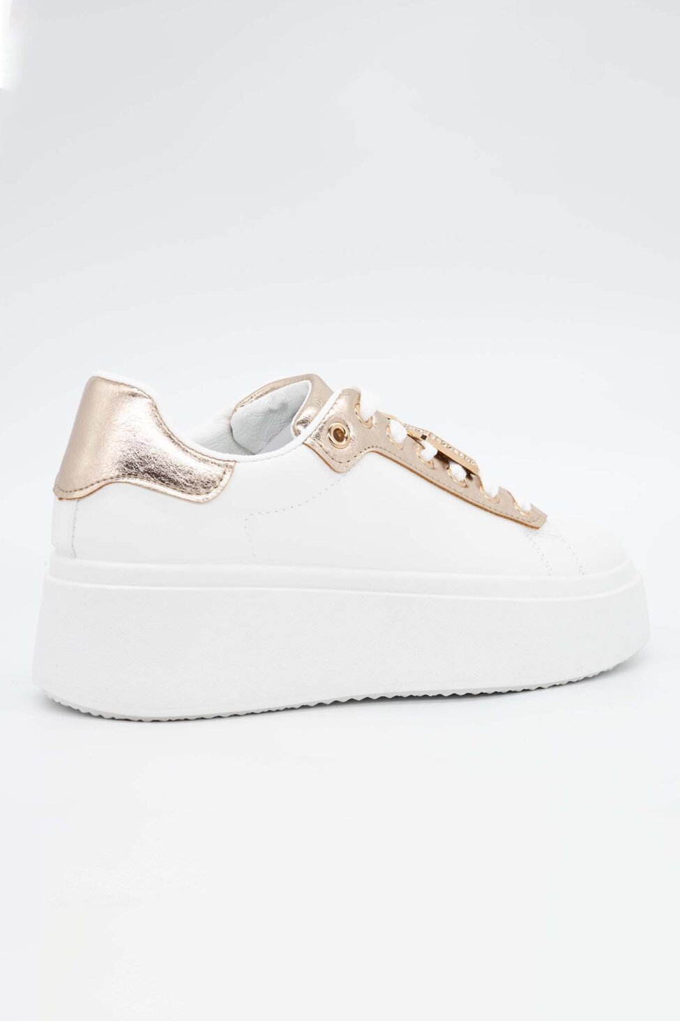 Text sneakers με strass από οικολογικό δέρμα χρυσό