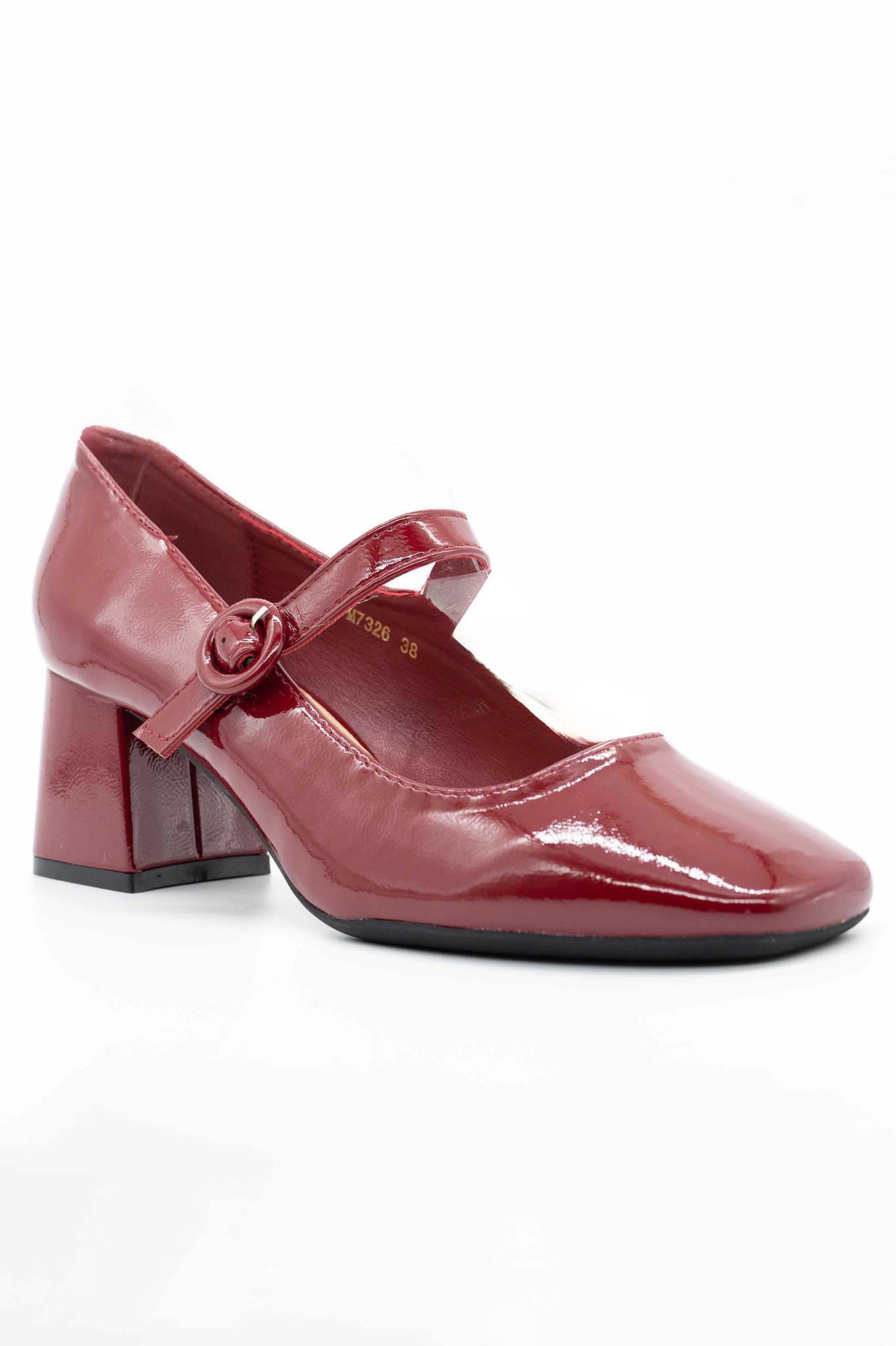 Truth γόβα λουστρίνι τύπου Mary Janes από οικολογικό δέρμα μπορντό - Image 2