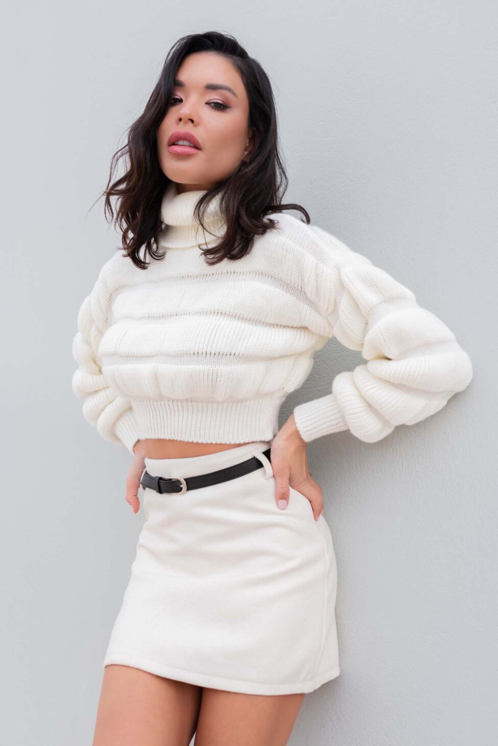 Beth μπλούζα πλεκτή ζιβάγκο off white