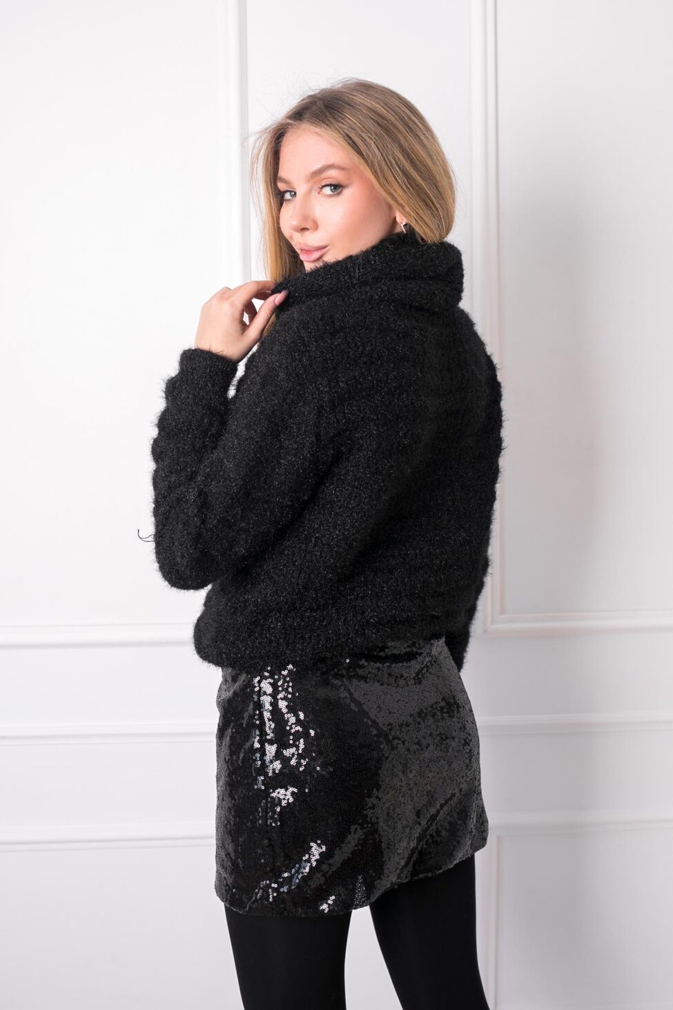 Axel πλεκτή μπλούζα ζιβάγκο μαύρο - Image 3