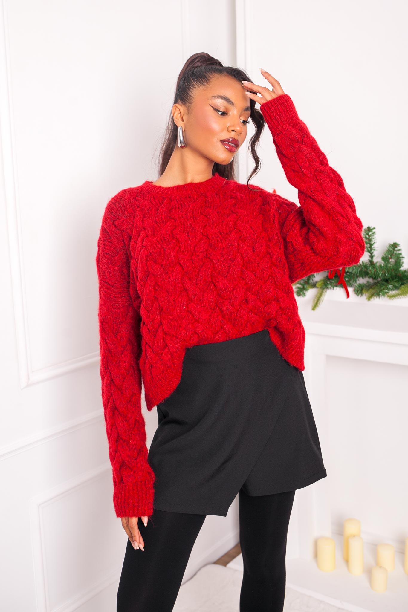 Calista πλεκτή μπλούζα κόκκινο - Image 1