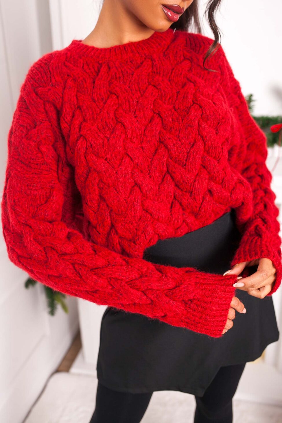 Calista πλεκτή μπλούζα κόκκινο - Image 2