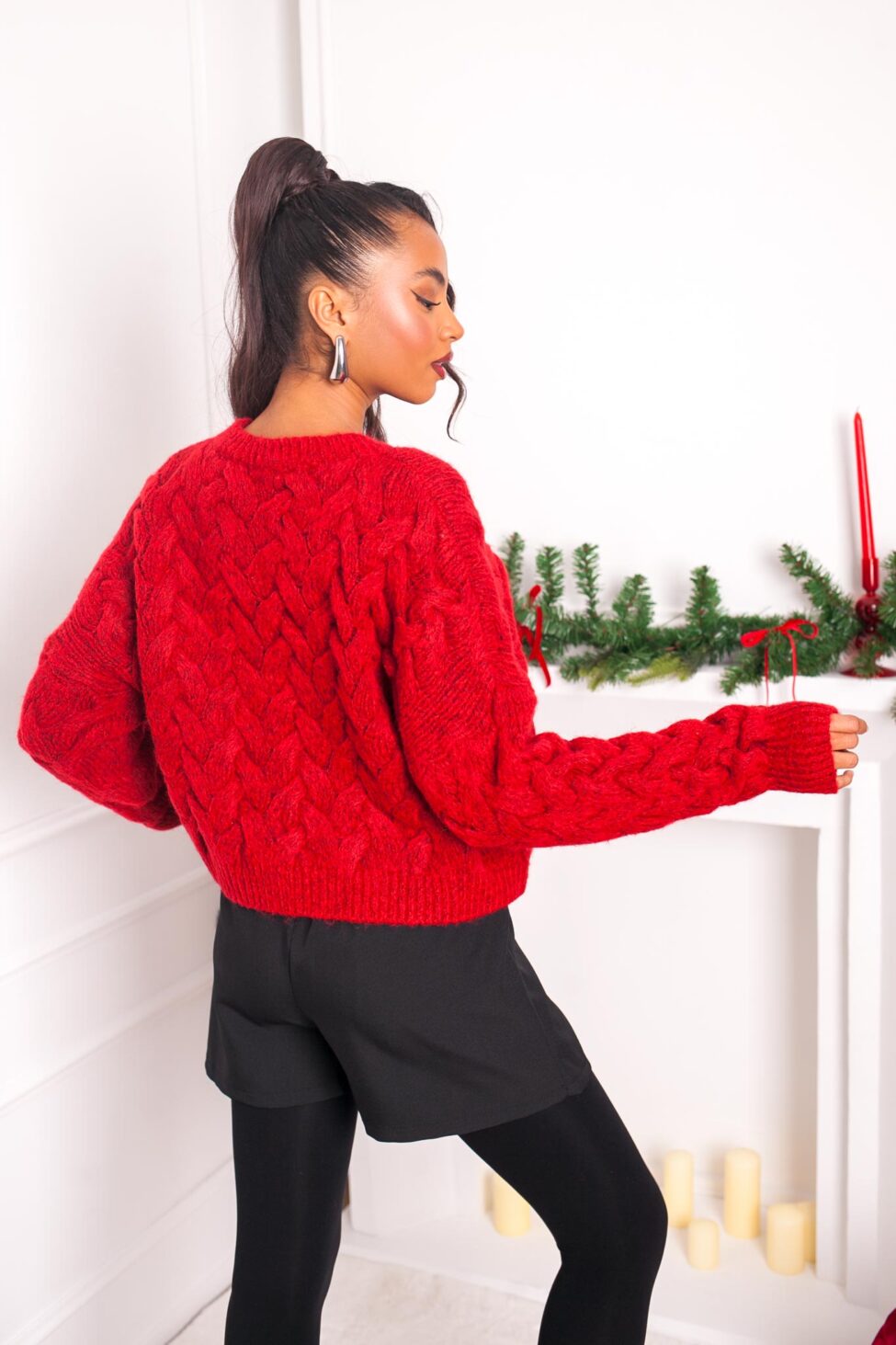 Calista πλεκτή μπλούζα κόκκινο - Image 3