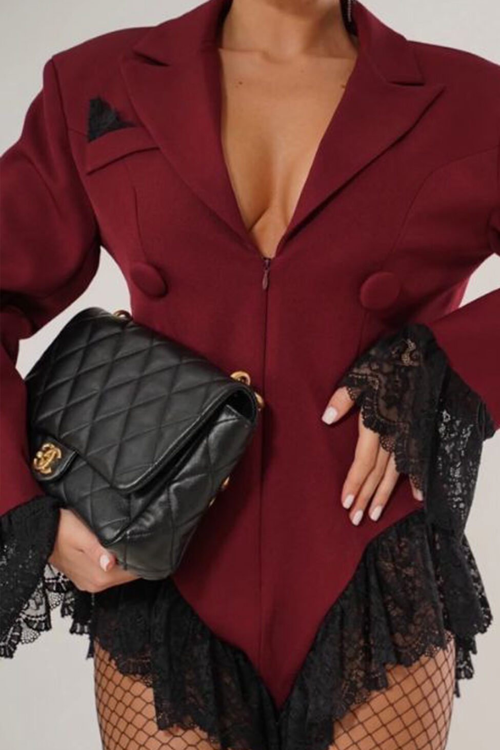 Calm κορμάκι με δαντέλα μπορντό - Image 2