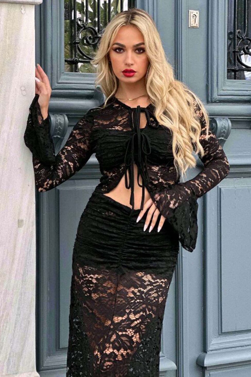 Stunning σετ με δαντέλα μαύρο
