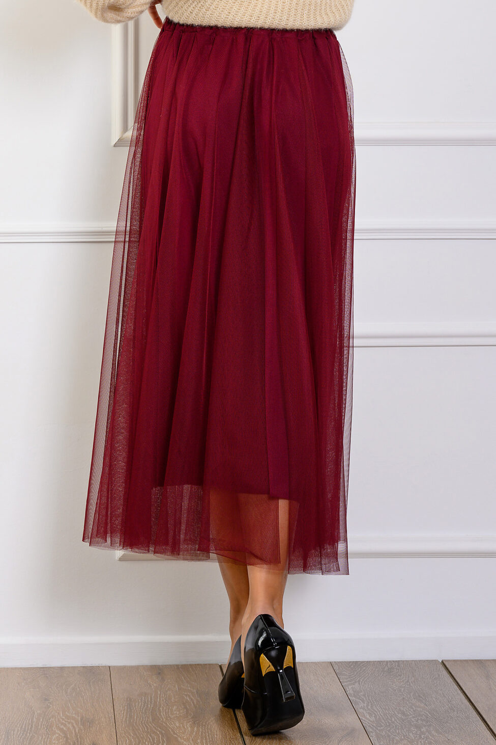 Support μίντι φούστα με τούλι μπορντό - Image 2