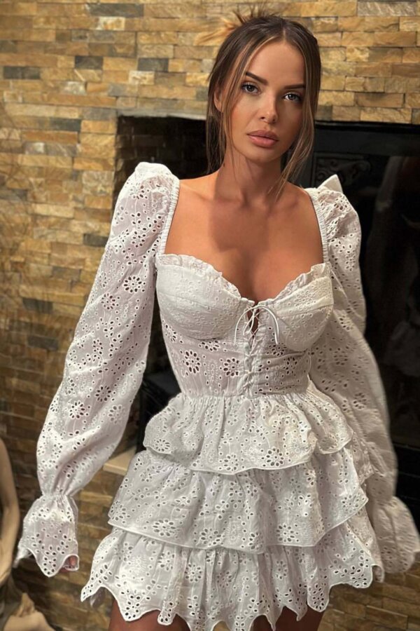 SPRING25 Beauty μίνι φόρεμα με βολάν λευκό