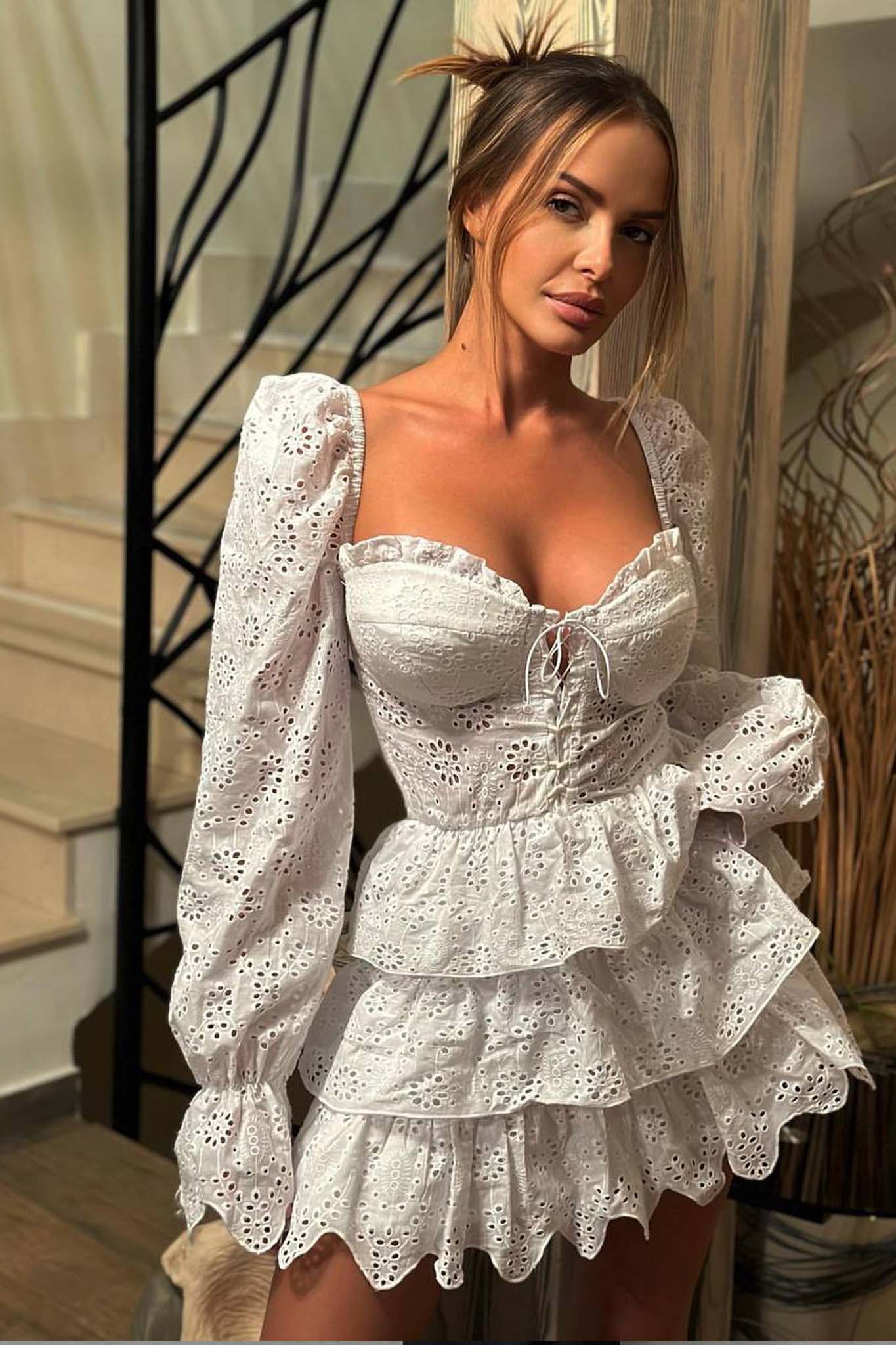 SPRING25 Beauty μίνι φόρεμα με βολάν λευκό