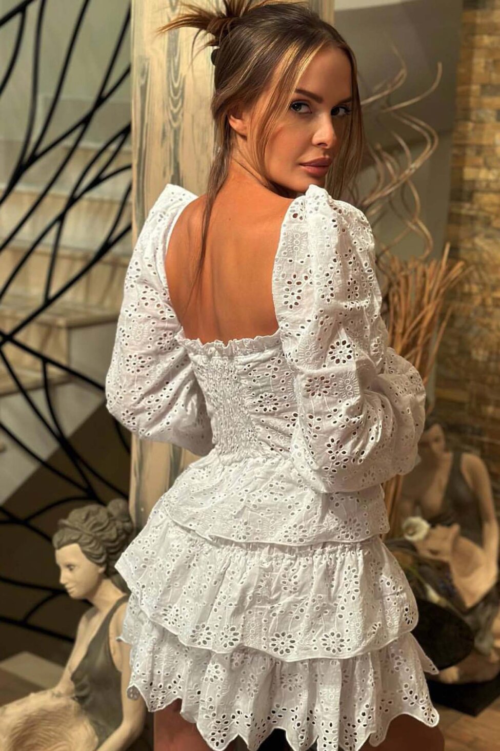 Beauty μίνι φόρεμα με βολάν λευκό