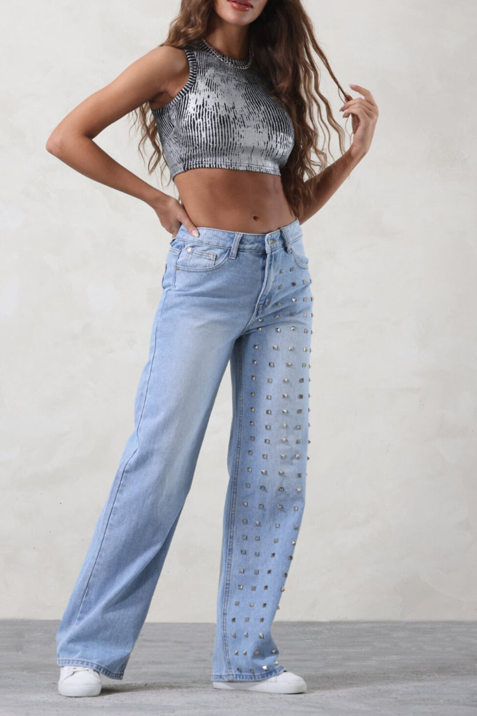 Zelinda τζιν παντελόνι με τρουκς light blue