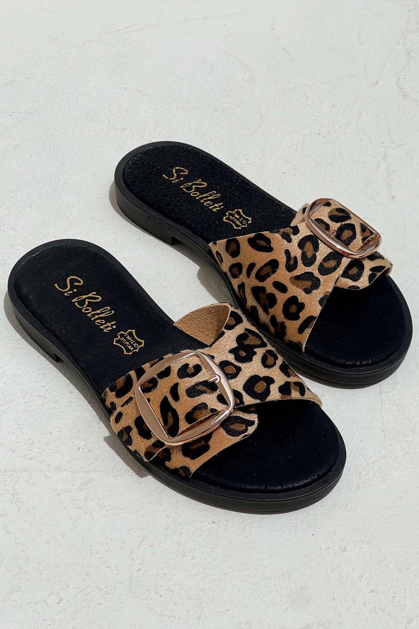 ΓΥΝΑΙΚΕΙΑ ΡΟΥΧΑ Agatha flat σανδάλια δερμάτινα λεοπάρ