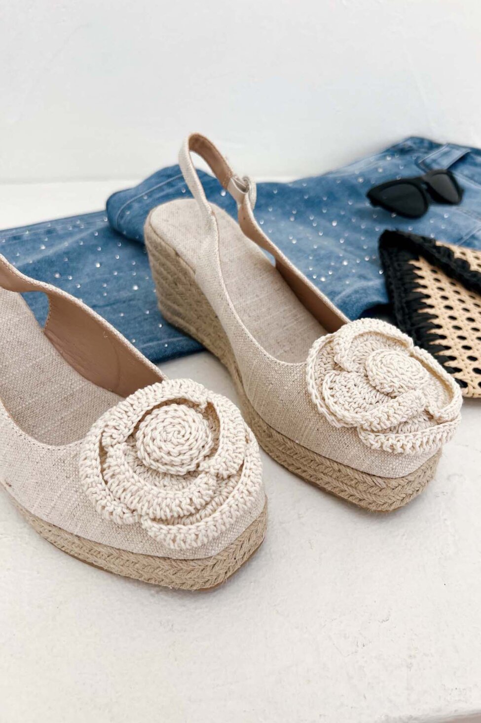 Christa πλατφόρμα εσπαντρίγια slingback μπεζ