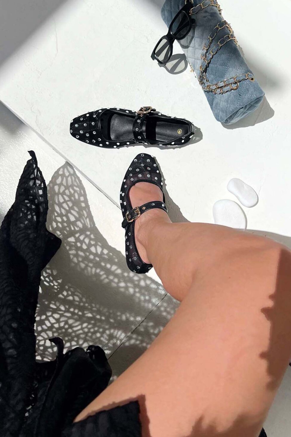 Egeria μπαλαρίνα με μπαρέτα και strass μαύρο
