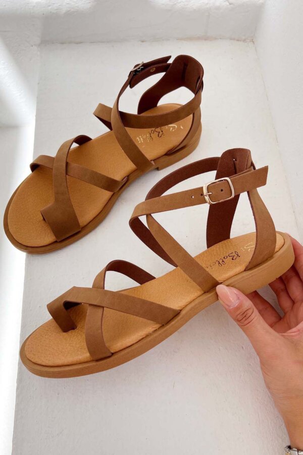 Garner flat σανδάλια δερμάτινα taba