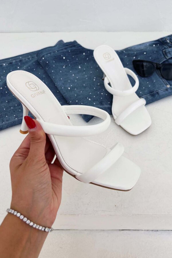 ΝΕΕΣ ΑΦΙΞΕΙΣ Kaori mules με λουράκια από οικολογικό δέρμα λευκό