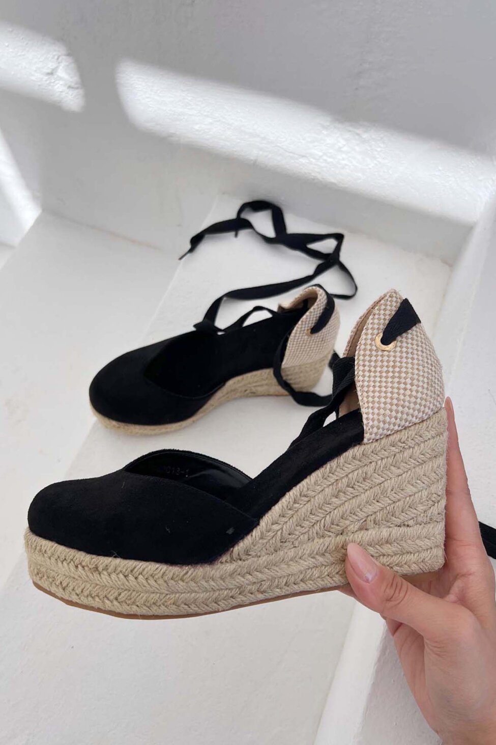 Mariliza πλατφόρμα εσπαντρίγια lace up μαύρο