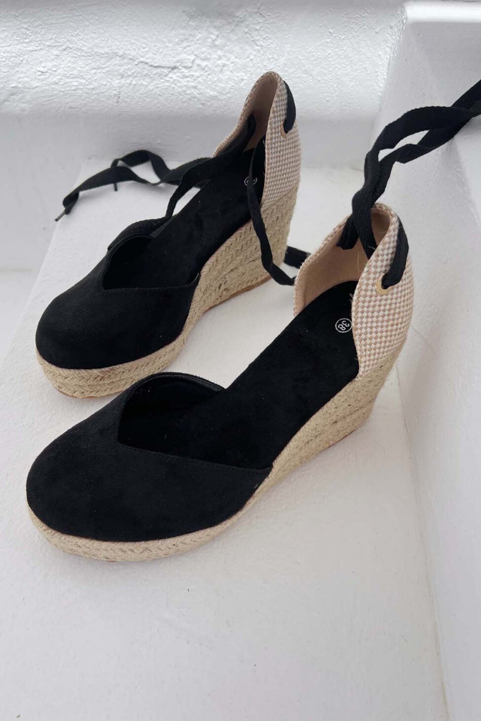 Mariliza πλατφόρμα εσπαντρίγια lace up μαύρο
