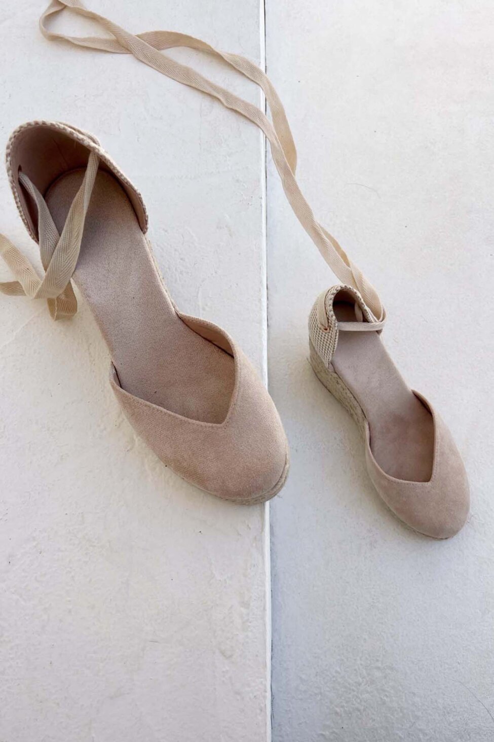 Mariliza πλατφόρμα εσπαντρίγια lace up μπεζ