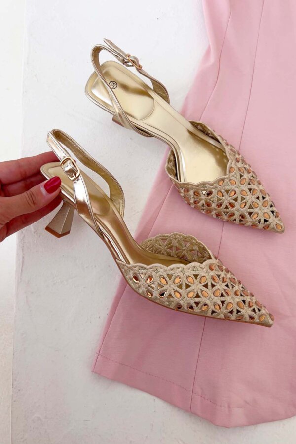 ΓΟΒΕΣ Nuri slingback γόβα με πέτρες χρυσό