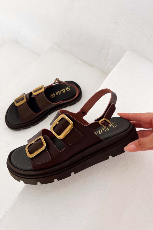 ΓΥΝΑΙΚΕΙΑ ΡΟΥΧΑ Organise δερμάτινα flatforms καφέ