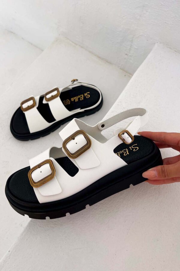 ΓΥΝΑΙΚΕΙΑ ΡΟΥΧΑ Organise δερμάτινα flatforms λευκό
